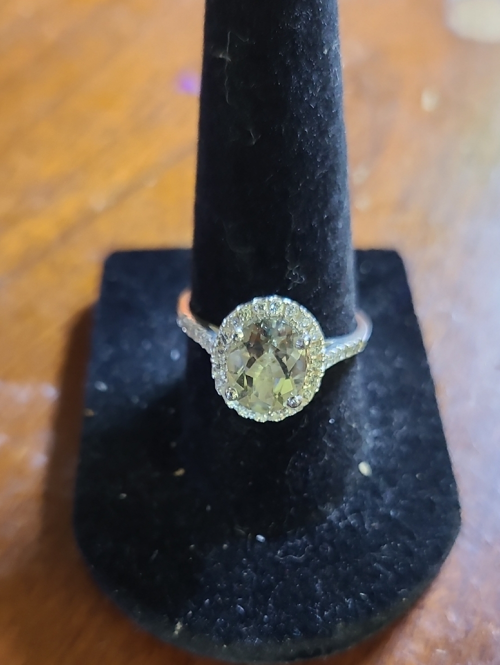 Elegant Yellow Oval Halo Ring with Pavé Band
